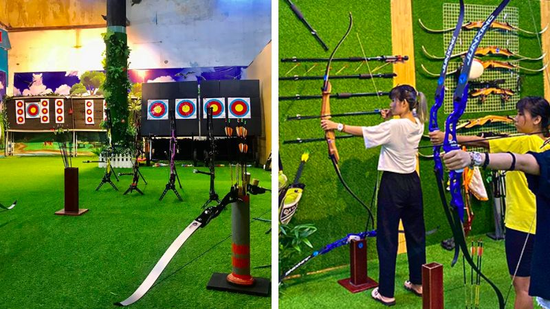 Sân bắn cung đối kháng trong nhà với chướng ngại mềm và vùng trung lập